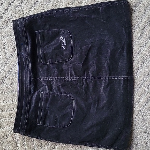 Kuhl Black Corduroy Button Zipper Front Mini Skirt Indie Grunge Gorpcore Sz 10 - Picture 4 of 10
